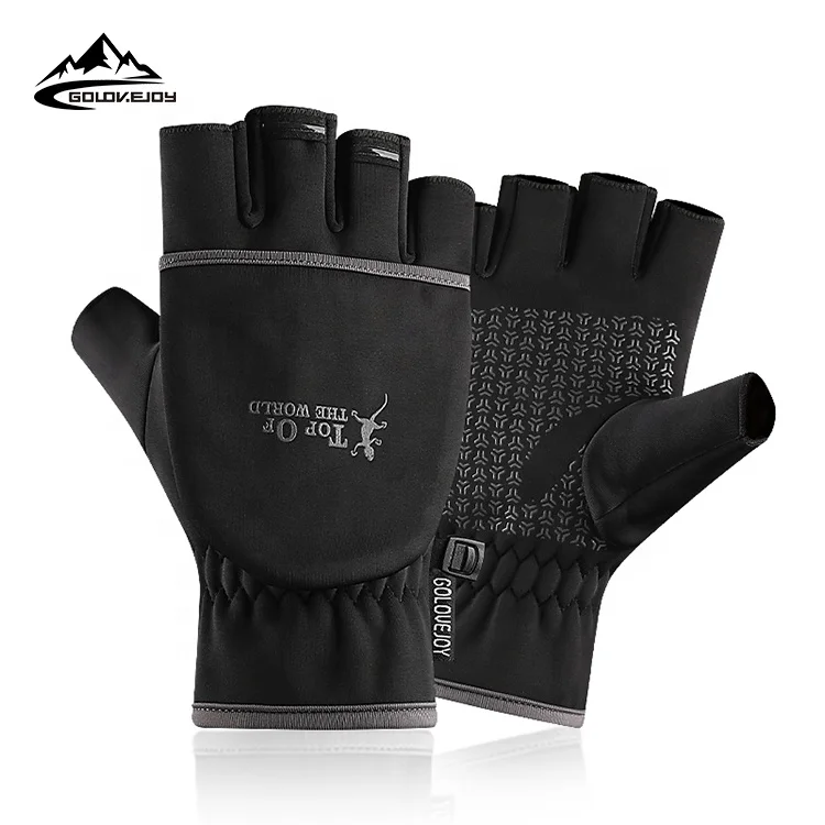 

GOLOVEJOY DB45 Waterproof Ice Fishing Gloves Convertible Mittens Cold Weather Fishing Mittens And Fingerless Winter Gloves Warm