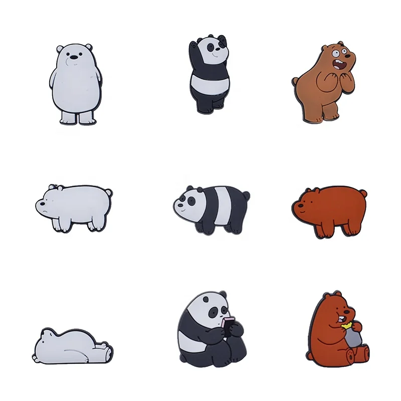

XH-55 New Arrival Stock Cartoon We Bare Bears Designs PVC Rubber Shoe Charms Buckles Accessories clog shoe charms shoe charms, As picture