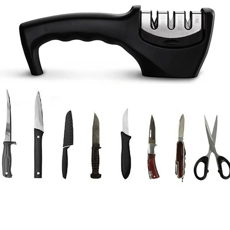 

Best Multi Grooves Household Scissors And Sharpener Knife Kitchen, Black