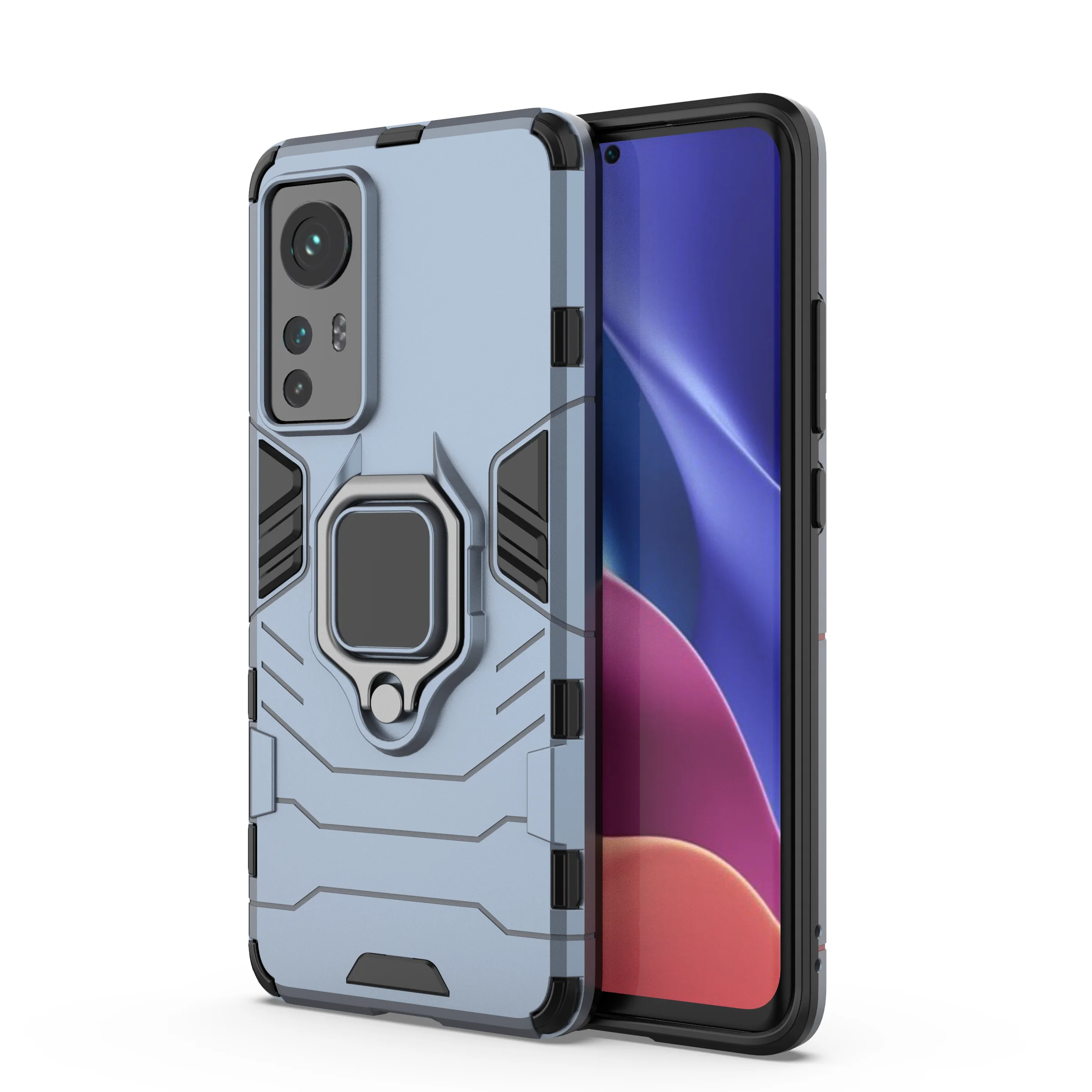 

For XIAOMI MI 12 5G Case Shockproof Magnetic Ring Stand Cover, As pictures
