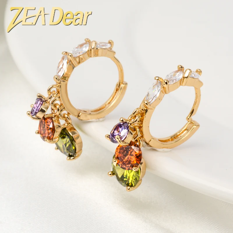 

Saudi 2022 pictures of small rose gold huggie earrings with zircon designs jewelry gold plated hoops earring