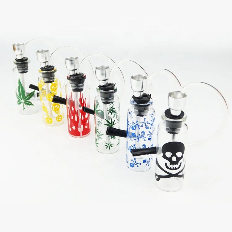 

Fashion design mini cheap wholesale portable glass shisha hose mouthpiece hookah set, Mix color