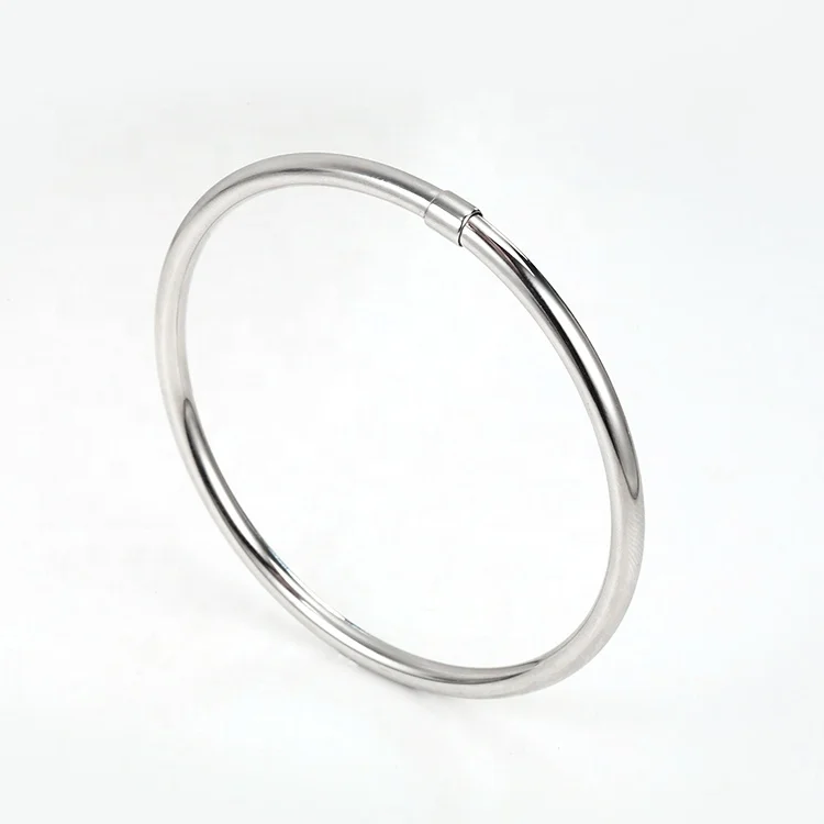 

2020 Jewelry Trend Stainless Steel High Polishing Geometric Circle Plain Round Bangles Women, Silver