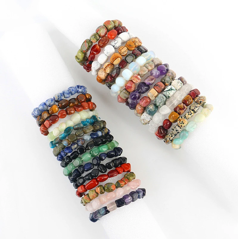 Wholesale Semi Precious  Healing Crystal Multicolor Bangle Natural Stone Beads Gemstone Bracelet for Couple