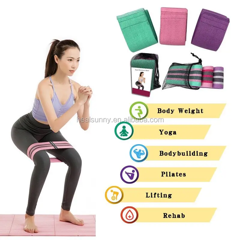 

Custom LOGO Durable Cotton Yoga Resistance Bands Exercise Fitness hip circle hip band