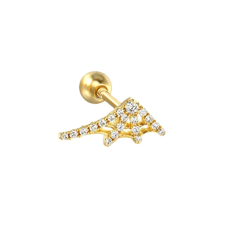 

Rainbowking fashion Jewelry Creative Design Spider Web Diamond Piercing Thread Stud Earrings Women Accessories