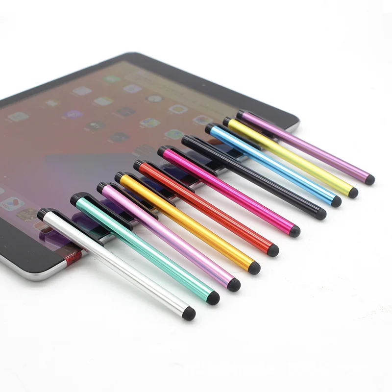 

Foreign Trade Simple Mobile Phone Capacitive Pen Custom Multi Color Slim Touch Screen Pen With Hook Mini Stylus Pen