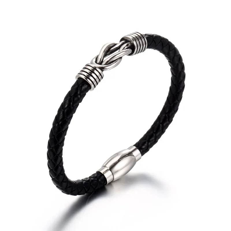

Hobbyworker Black Custom Braided Leather Bracelet For Men