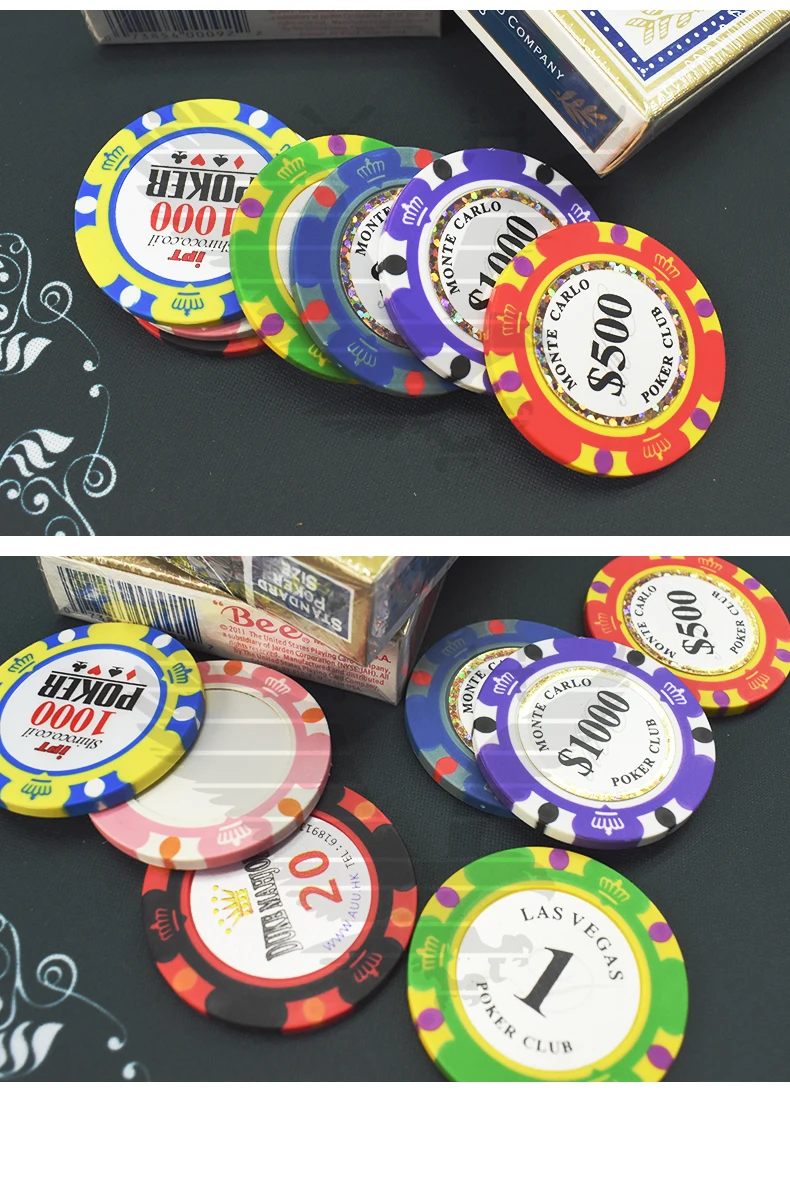 Yh Casino Poker Chips 40mm Clay Classic Mix Colors Texas Plastic Poker