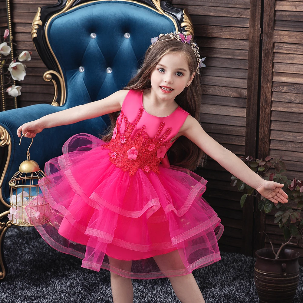 

Summer Bridesmaid Flower Girls Dress Princess Kids Dresses For Girl Wedding Party Evening Dress Children Clothing 3 10 Year