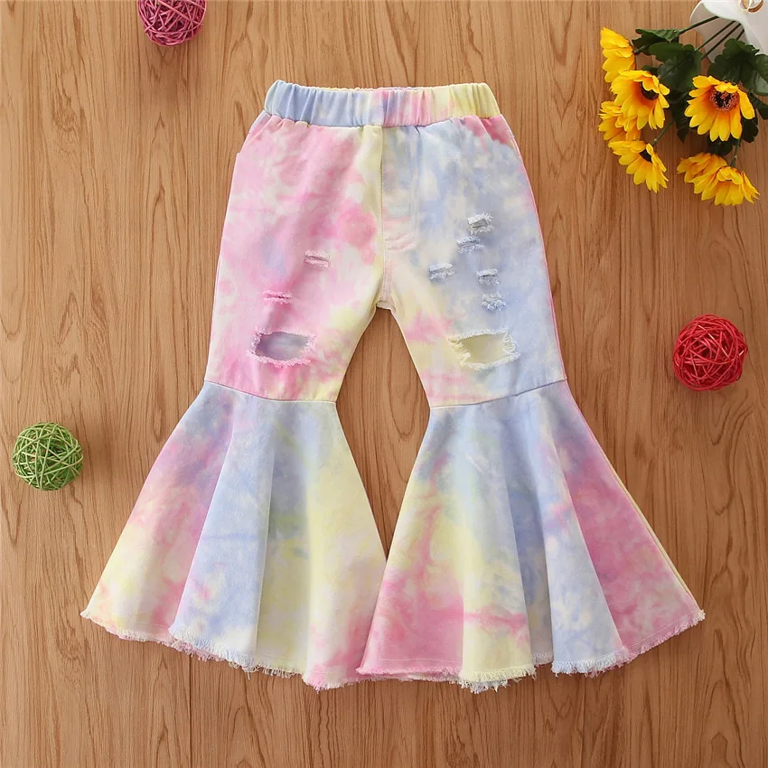

Ready To Ship Latest Kids Denim Pants Baby Girls Flare Jeans Toddler Ruffle Denim Leggings