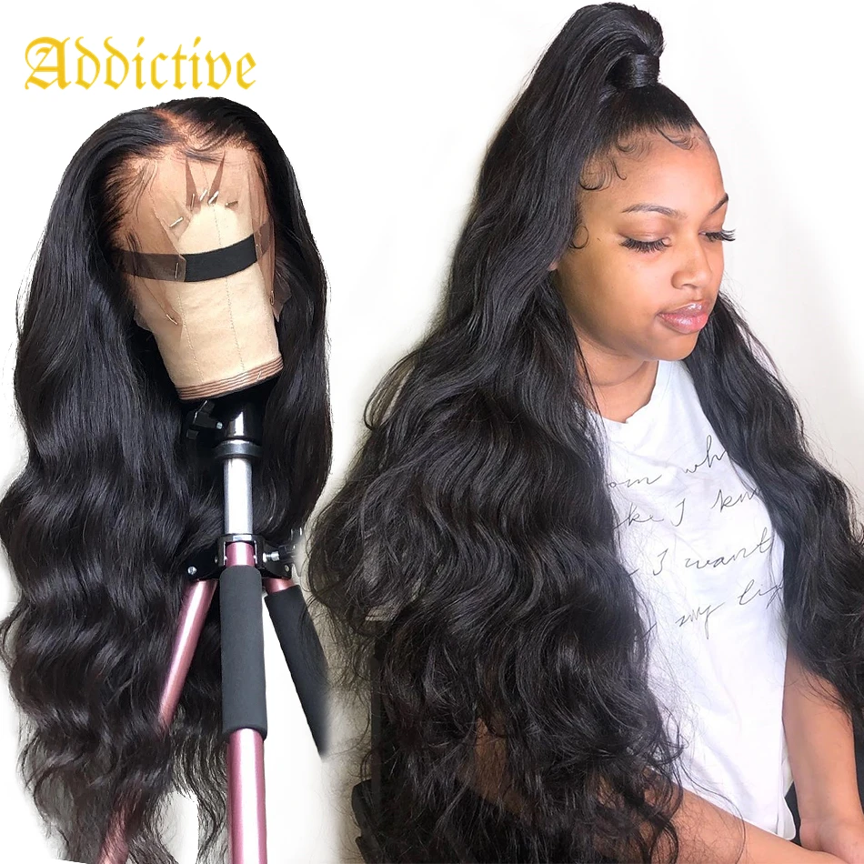 

Addictive 150 Density Body Wave 13x4 Front Wig Lace Frontal Wigs Deep Part Brazilian Human Hair Pre Plucked With Baby Hair