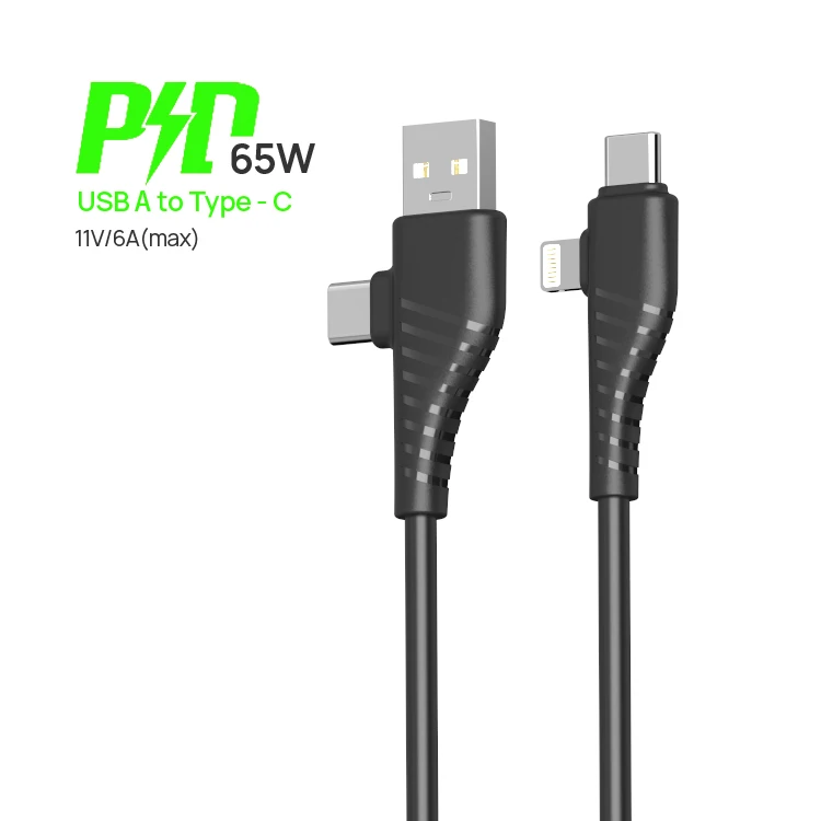 

Amazon Hot sale Factory PD 65W 3A 5A Fast Charging Cable 4 in 1 USB Cable Type-c To USB C Lighting 4in1 Data Cable