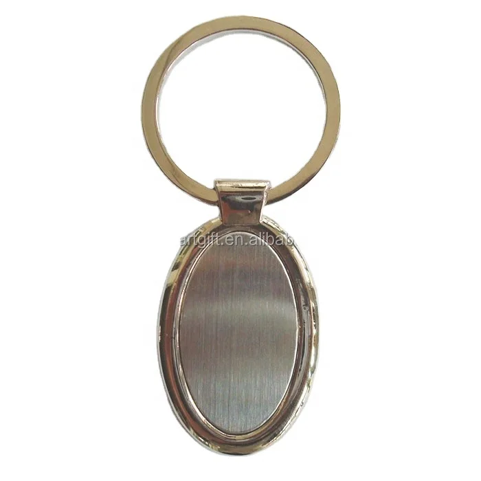 

Hot sale manufacturer Custom design high polished oval shape silver keychain can print your logo, Silver color