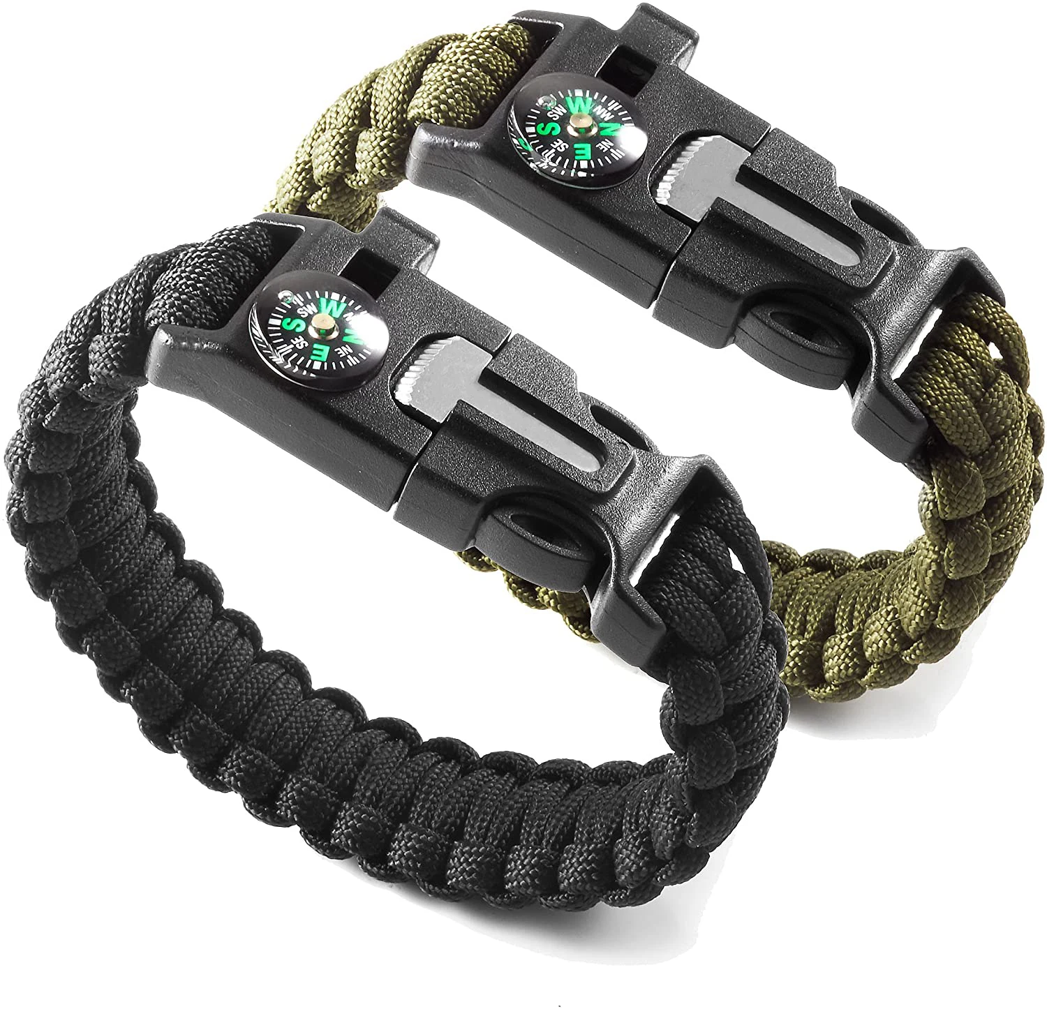 

Gear Emergency Ultimate Tactical Survival Flint Fire Starter Whistle Bracelet, Multi-colors