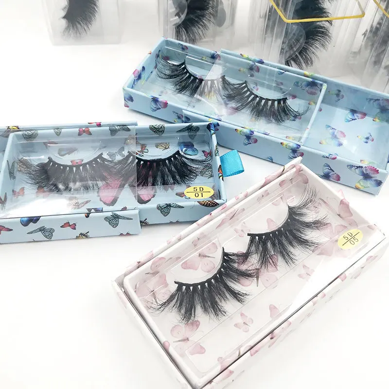 

Custom luxury butterfly lash box full trip eyelashes wholesale fluffy 25mm mink eyelash bulk lasheswholesale vendor, Natural color