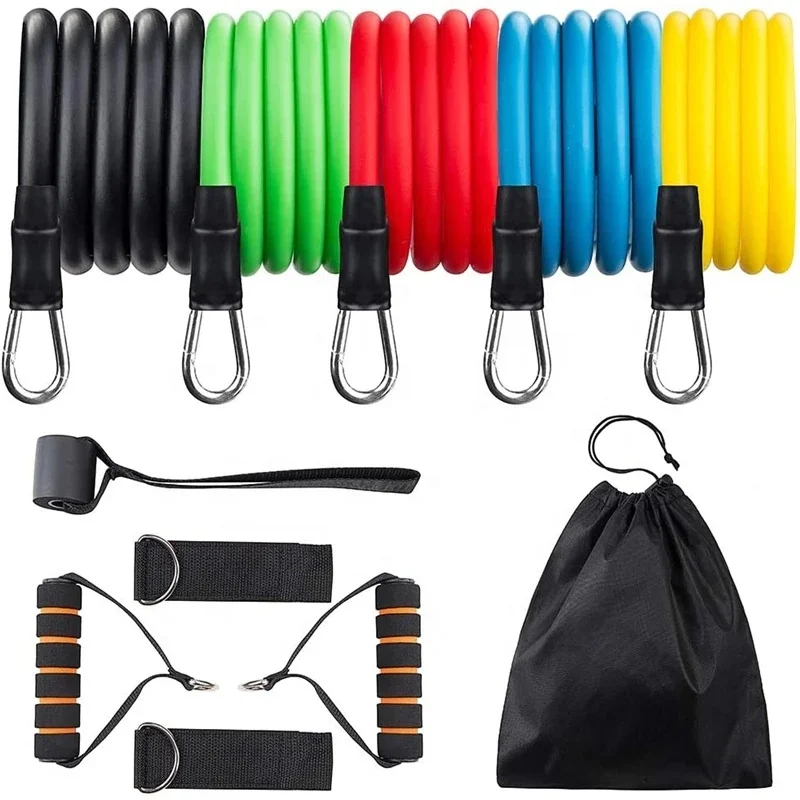 

11 Pcs/Set Tube Latex Resistance Bands Training Exercise Yoga Tubes Pull Rope Rubber Expander Elastic Bands Fitness with Bag