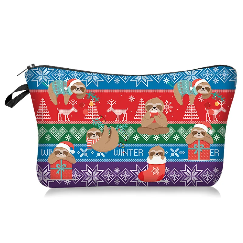 

Christmas Sloth Collection Cosmetic Bags Travel Toiletry Bag Makeup Bag Canvas Zipper Makeup Pouch Daily Storage Christmas Gift