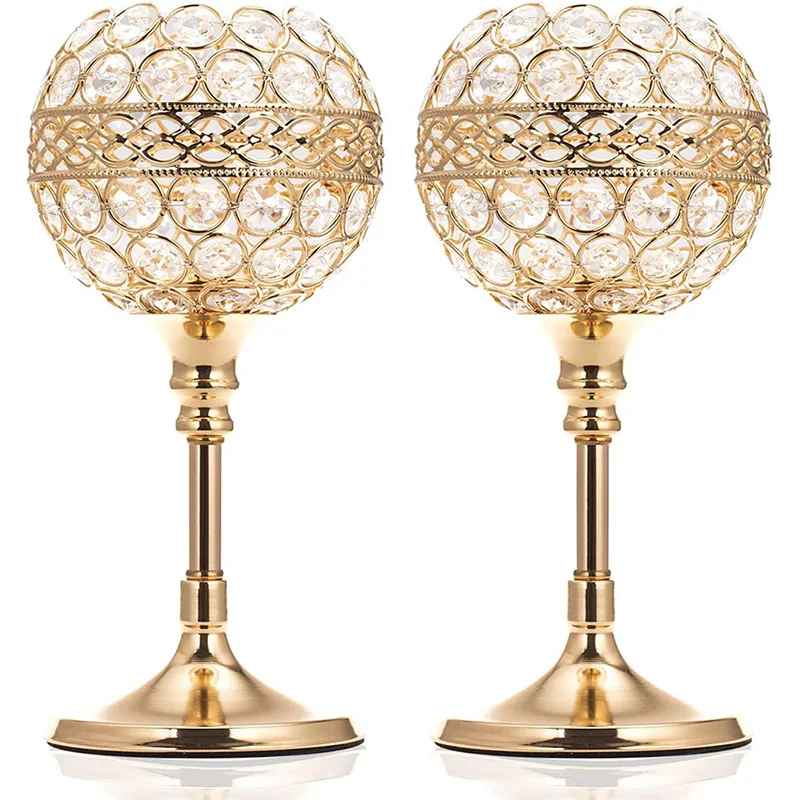 

luxury gold crystal candle holder crystal bowl candelabra candle holder set wedding table decor