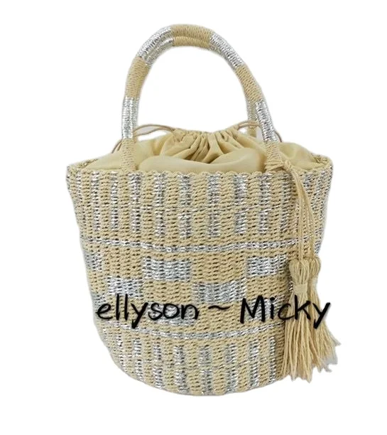 

Hand Woven Women Handbag Fashion Female Straw Bag Bucket Bohemia Beach Basket, According to customer's requirements