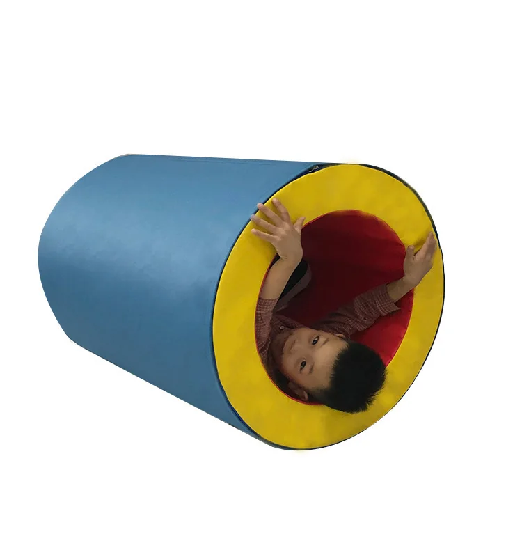 

latest style toddler Tumble Tunnel kids indoor soft play equipment for home, Red, blue, yellow or customized soft play barrel block set