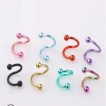 

Steel S Shape Twist Helix Cartilage Earrings Double Balls Body Gauge Labret Piercing Rings Fashion Jewelry