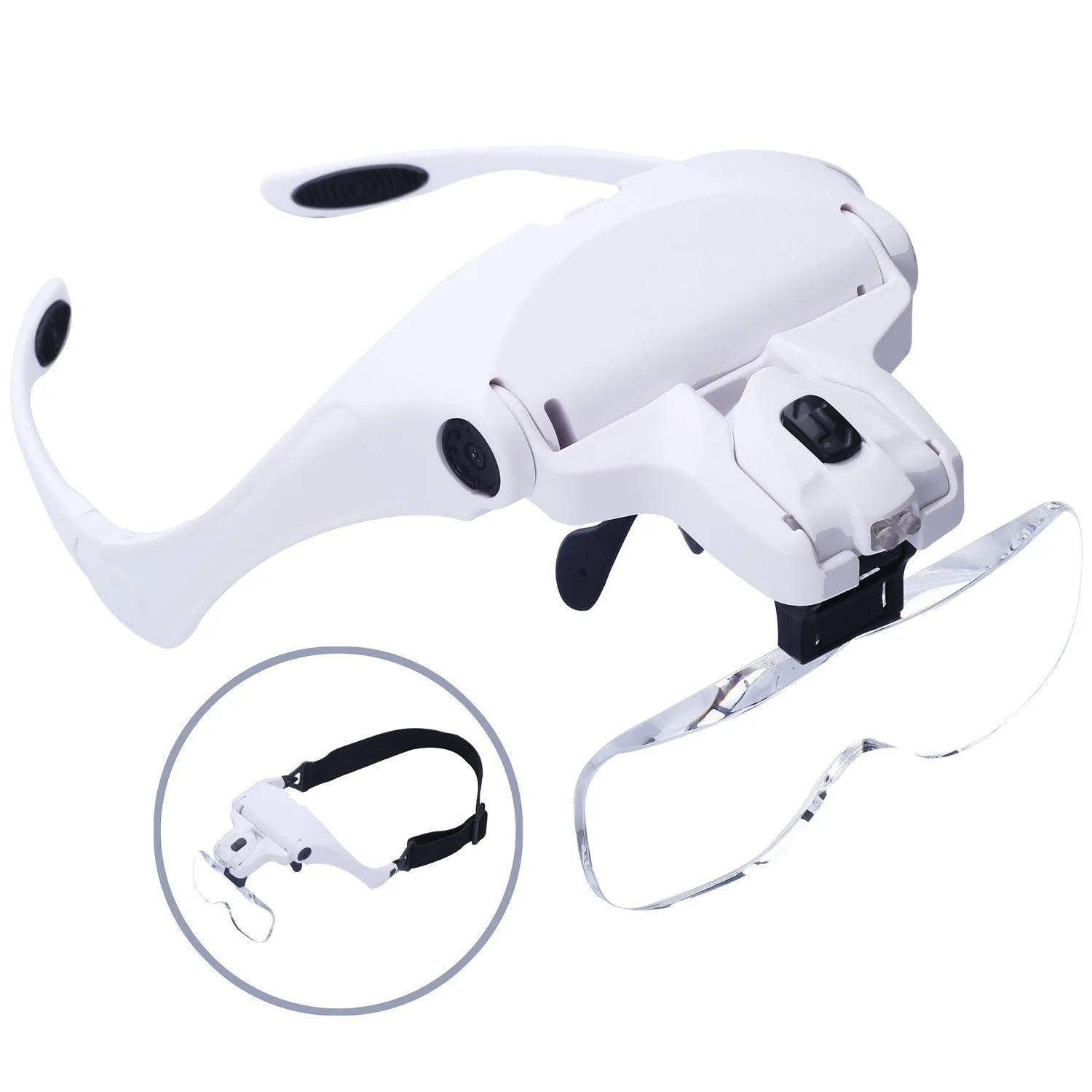 

Head Mount Magnifier 1X to 3.5X Hands Free LED Illuminated Head Magnifier Visor Optical Visor