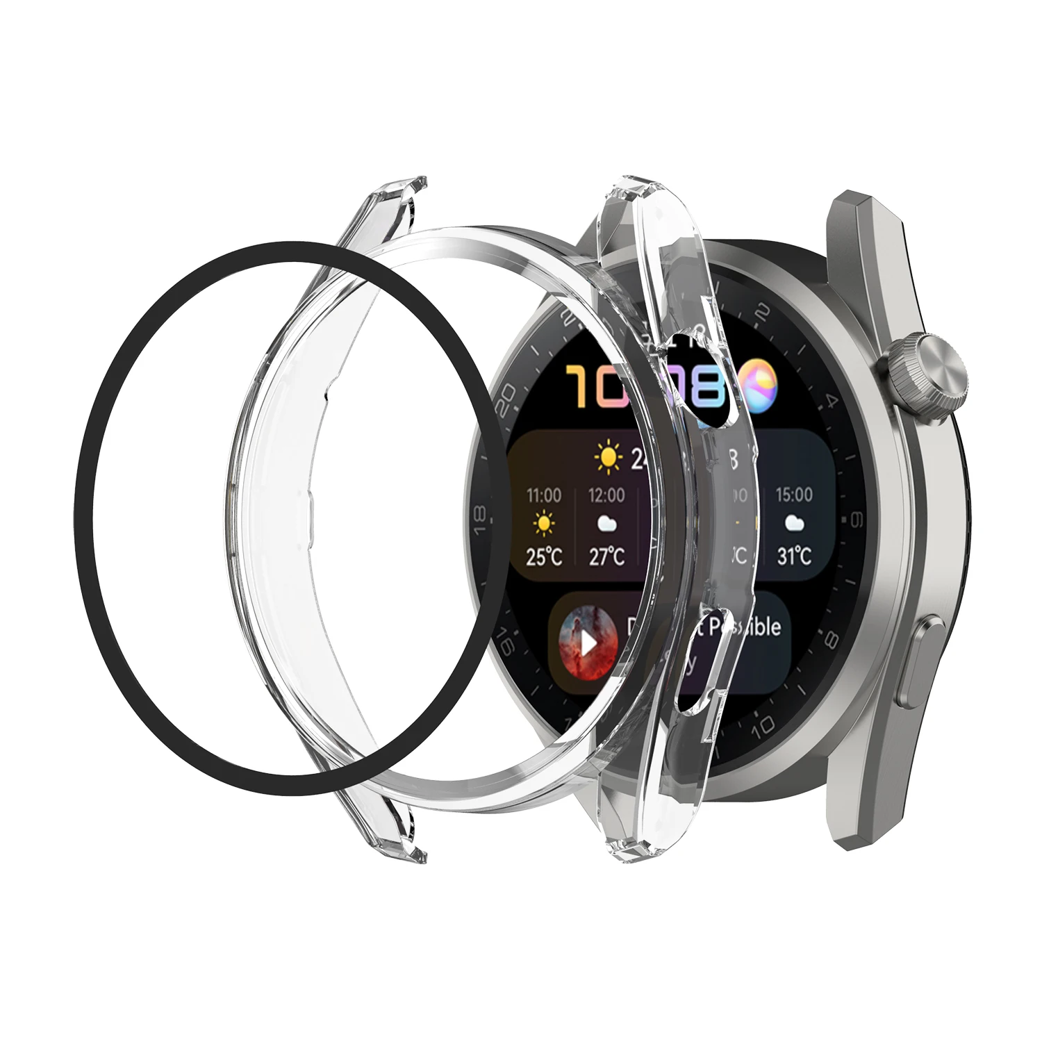 PC Protective Case for Huawei Watch 3 pro Tempered Glass Screen Cover Film Protector Shell for Huawei Watch 3 Pro