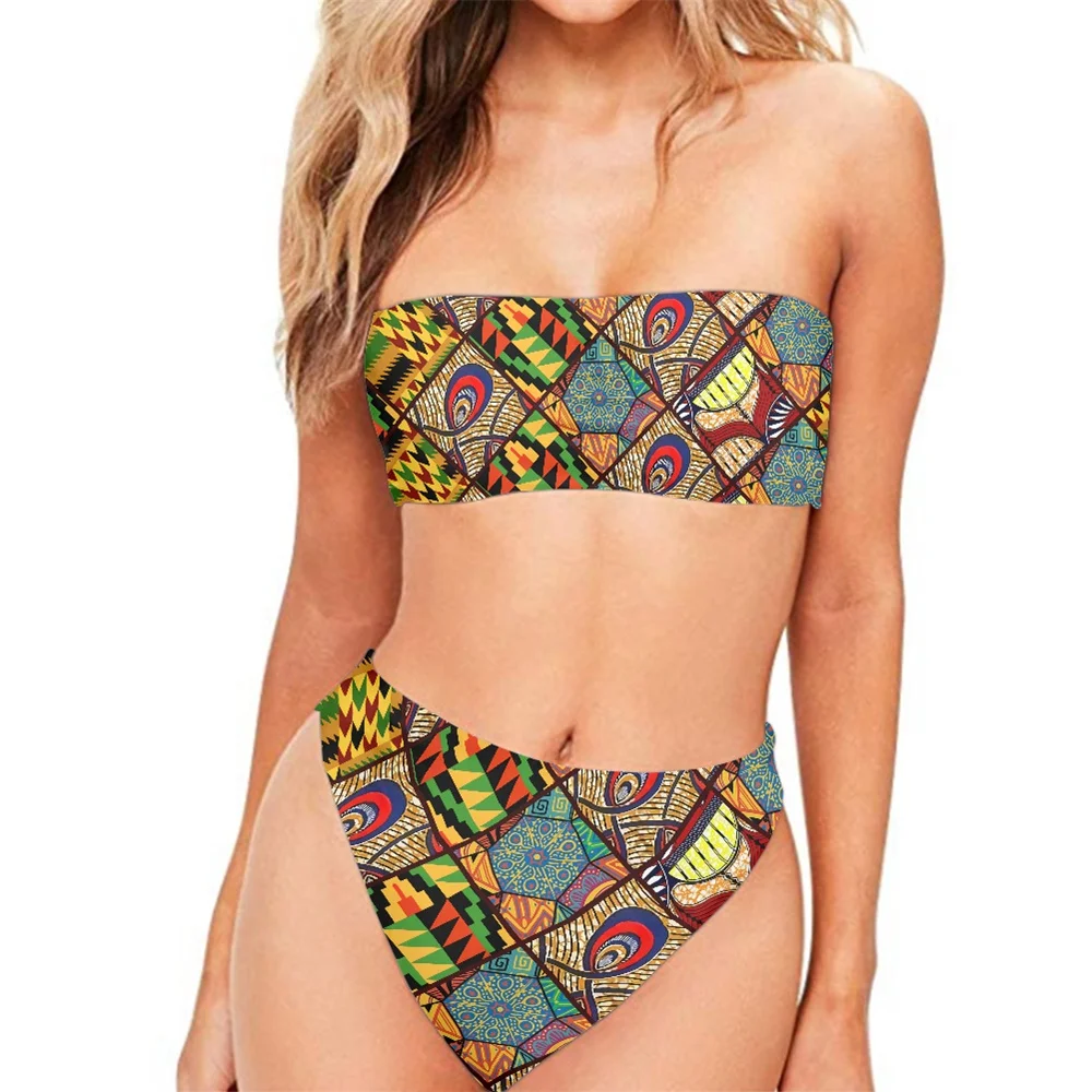 

Custom African kitenge Designer Custom Printed Swimsuit drop shipping 2022 Bathing Suits For Women Lightweight Bikini Swimwear, Customized color