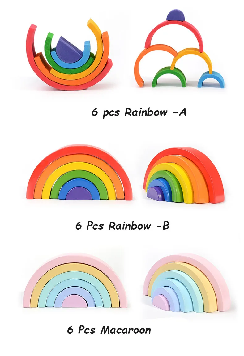 Kids Educational Rainbow Stacking Wooden Baby Toy,Baby Wooden Rainbow