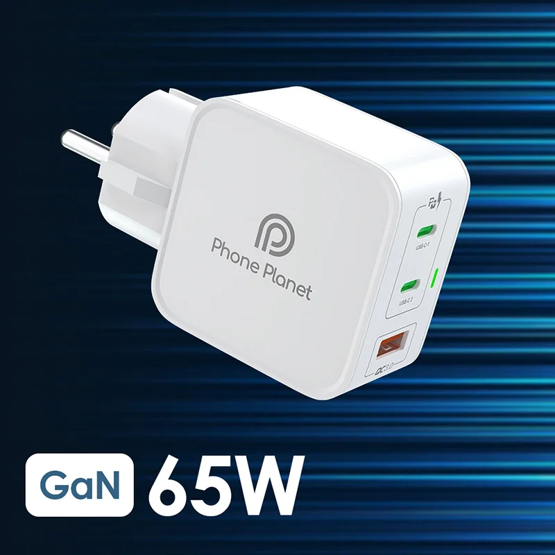 

Phone Planet USB 65W GaN Wall Charger Portable Type C Mobile Phone Fast Charger Adapter For Macbook Samsung Android Cell Phones