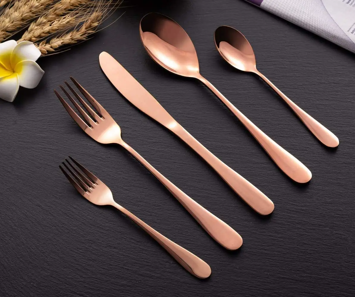 

houseware factory restaurant flatware Mirror rose gold vintage cutlery forks and spoons knife cutlery sets stainless steel, Gold,black,rose gold and sliver,ect.