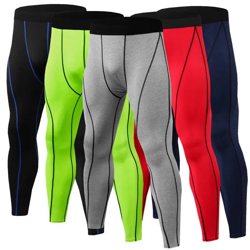 

Mens Compression Pants Sports Running Tights Gym Pants Bodybuilding Fitness Skinny Leggings, Green grey red orange