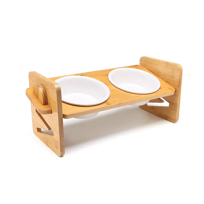 

Wholesale 100%Biodegradable Eco Friendly Adjustable Natural Bamboo Pet Bowl for Cat or Dog, Bamboo color