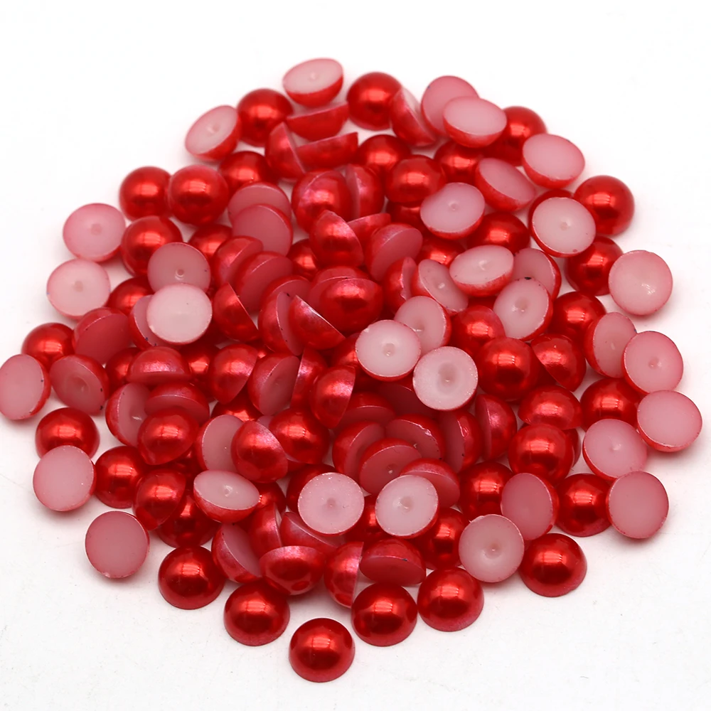 

Siam Color 2mm 3mm 4mm 5mm 6mm 7mm Plastic Beads Abs Half Round Pearl For Diy Decoration