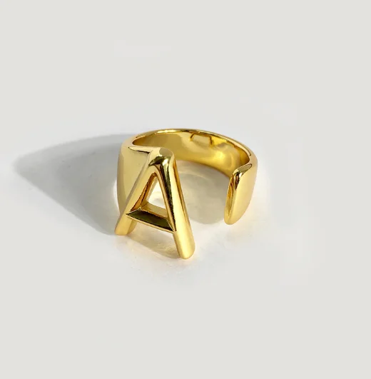 

Fashion jewelry men and women copper ring gold plated open letter rings wholesale