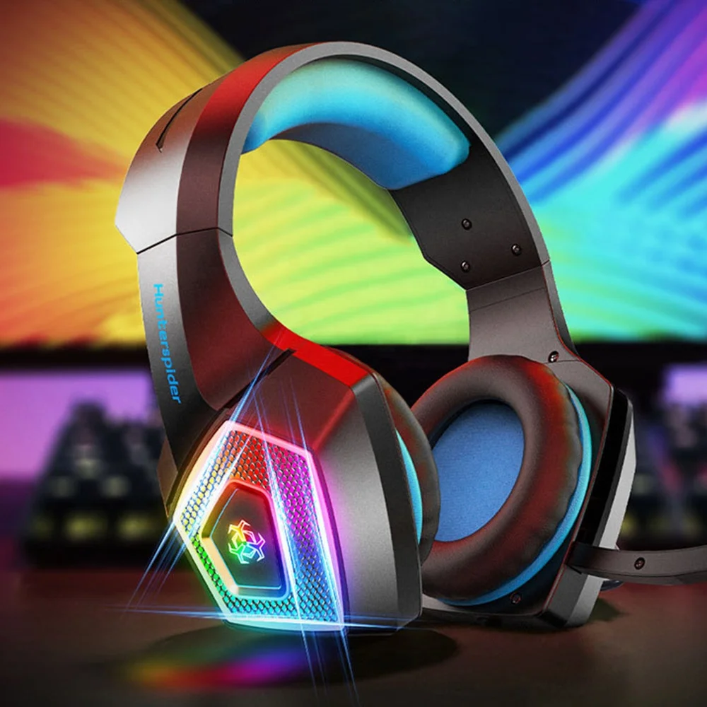 

V1 Bass Surround Soft Memory Earmuffs for PS Computer Gaming Headset with 7 Colors LED Lights