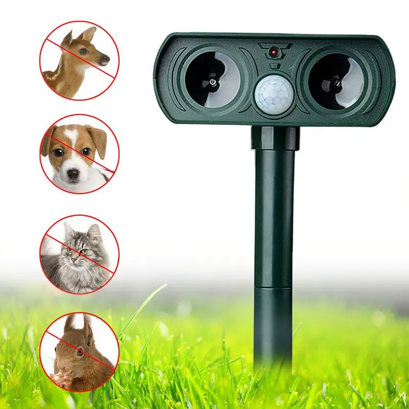 

Ultrasonic Dog Cat Bird Pest Repeller with PIR Motion Sensor Solar Animals Repellent Dog Repeller