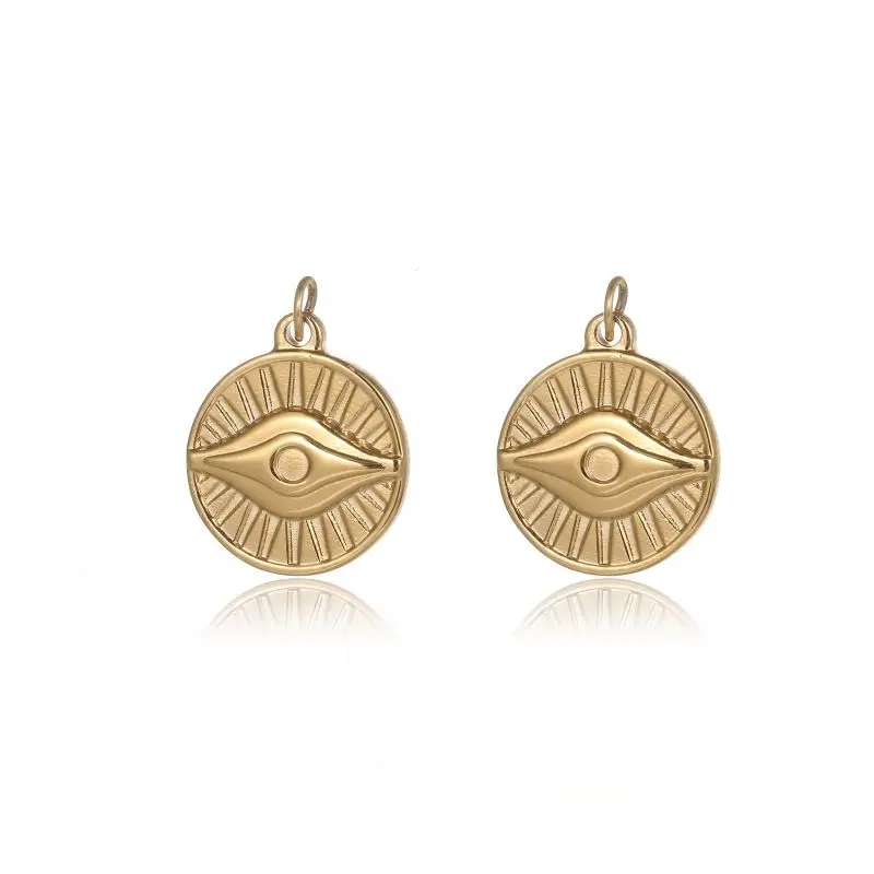 

Gold Plated All Seeing Eye Talisman Round Charm Stainless Steel Pendant Mystic Amulet Fashion Necklace Accessories