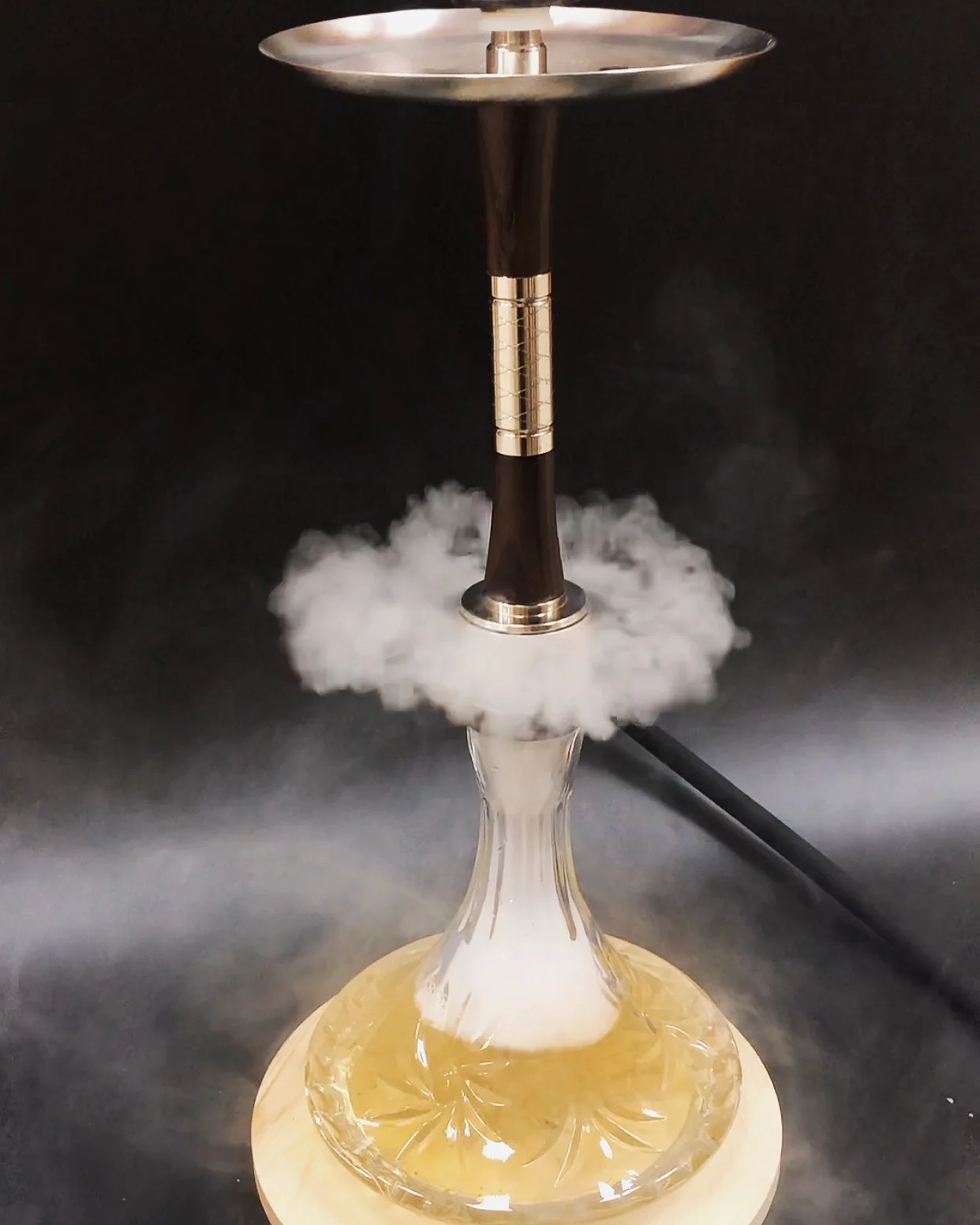 

New style wooden vented Russian pot hookah glass bottle hookah set, As picture