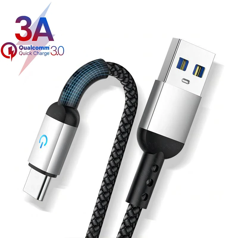 

PVC Nylon 3A USB C Fast Charging Mobile Phone Data Cable For Samsung