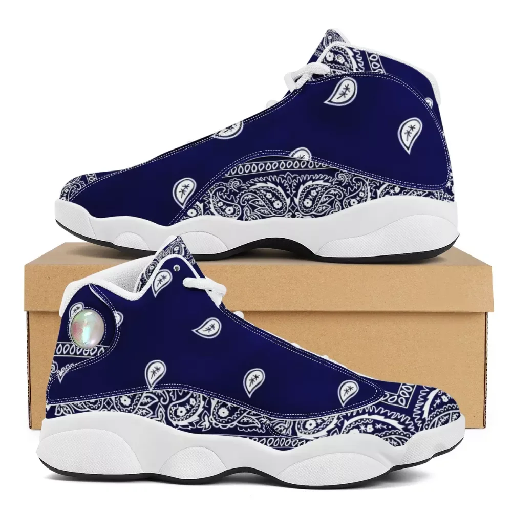 

Bandana Print Basketball Shoes High Quality Trainers Shoes Custom Sneakers Big Gize 14 Pu Breathable and wear-resistant, Customized color