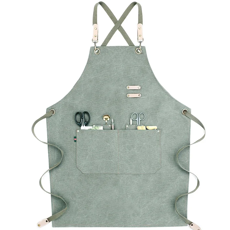 

Custom Heavy Duty Apron Baking Cooking Printed Canvas Apron With Two Pockets 100% organic cotton apron
