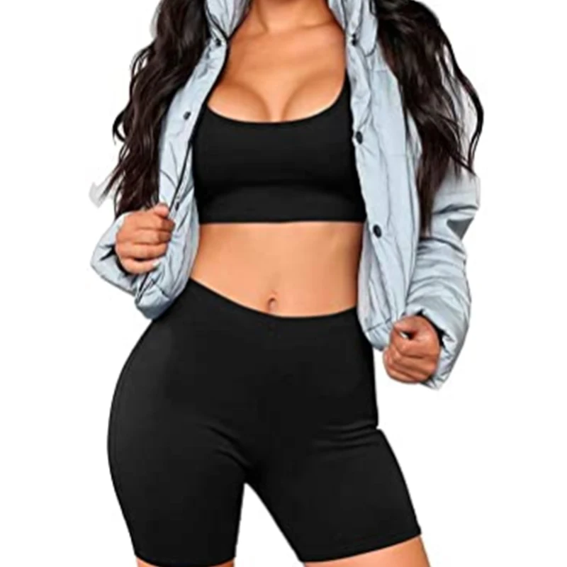 

Women's 2021new 2 Piece Outfits Sexy Summer Crop Top with Skinny Shorts AM830