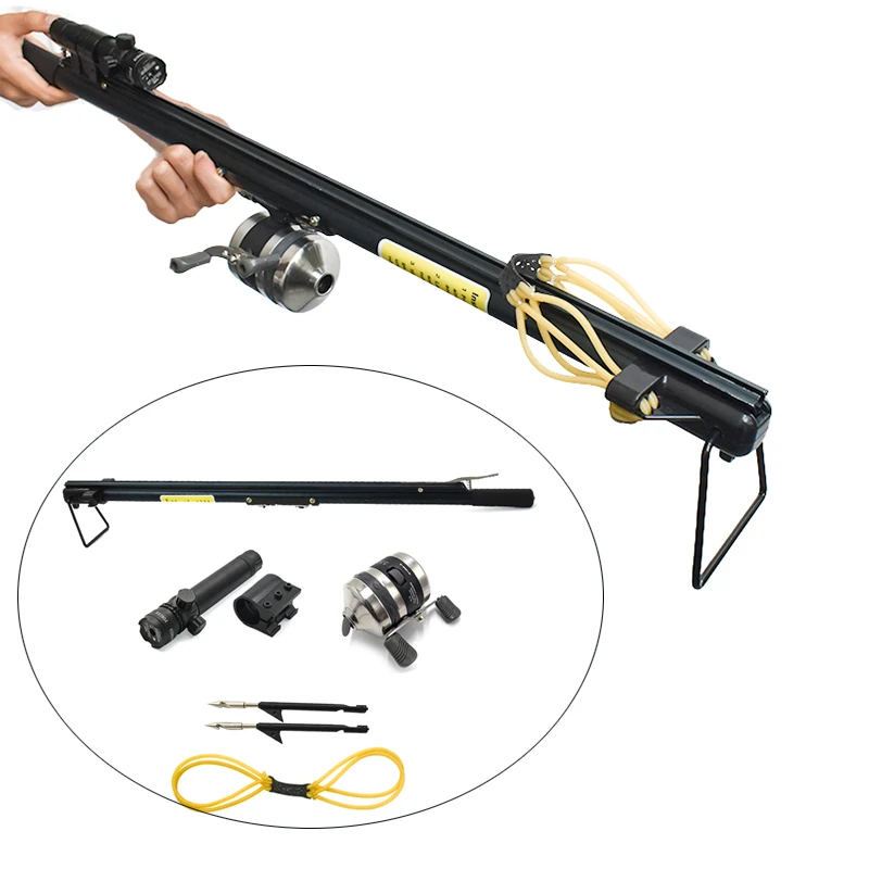 

The new version of the laser precise fish shooting long rod slingshot with fishing reels and darts for outdoor fishing