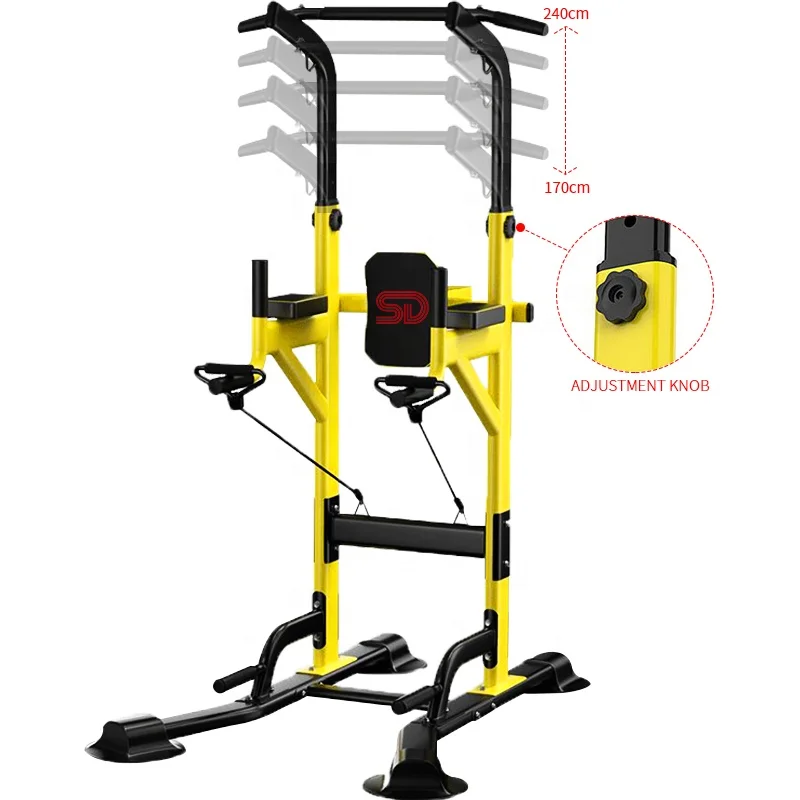 

SD-303 Available customized logo home use gym fitness multi-function adjust pull up bar dip station, Yellow