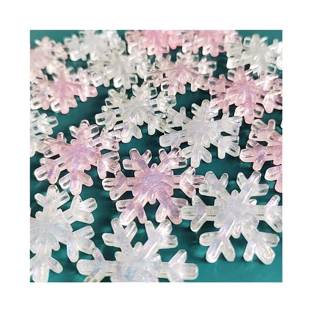 100pcs Kawaii Snowflake Resin Christmas Cabochon Crafts Flatback Crafts Diy Center Decoration Accessories