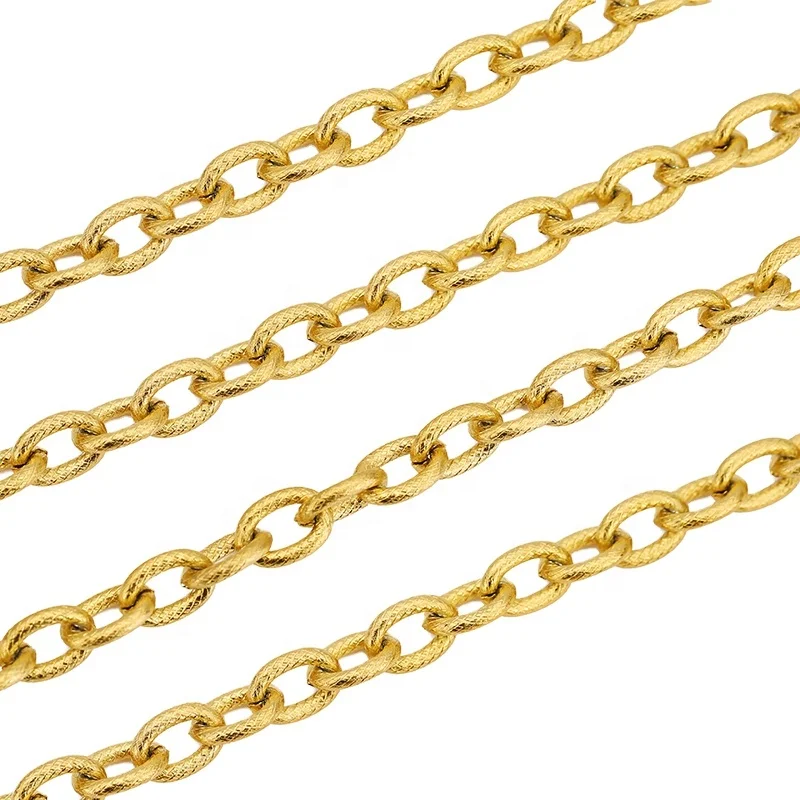 Stainless Steel Gold Color Chunky Chain Textured Punk Choker Necklace DIY Jewelry Making Accessories Supplies