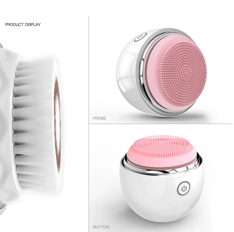 

Face Electric Cleanser Waterproof Facial Cleansing Device With Silicone Brush