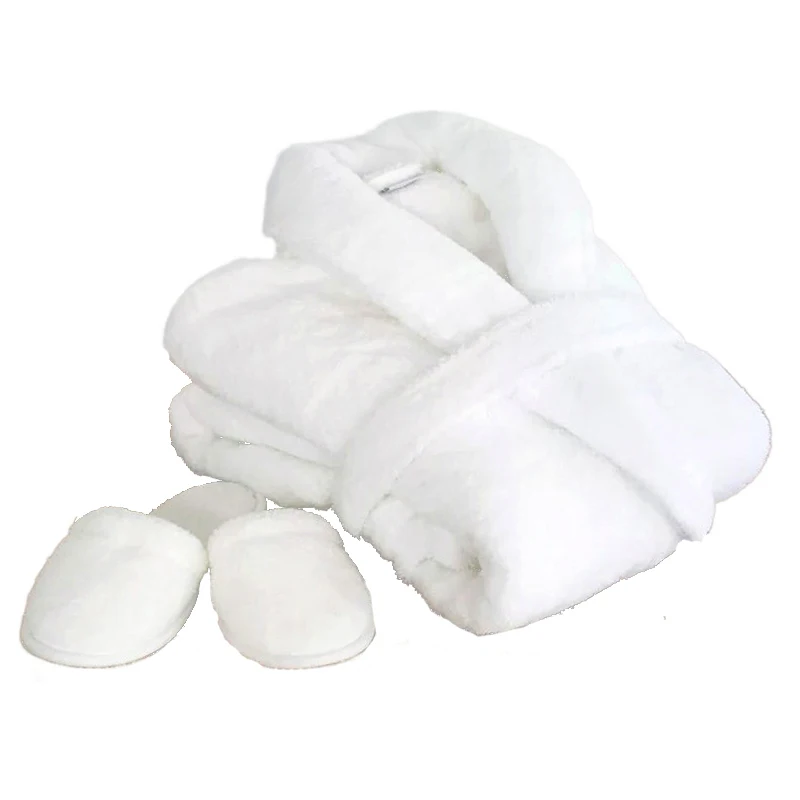 

Custom Plain White Terry Toweling Bathrobe 100% Cotton Thermal Bath Robe and Slipper Set for Luxury 5 Star Hotel Spa, White or customize